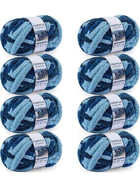Cozy Chunky Chenille Yarn for Hand Knitting & Crocheting - Jumbo Tie Dye 8
